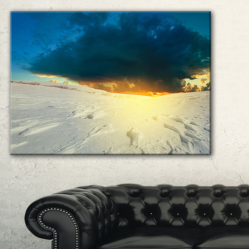 "Sunset Over Snowbound Prairie" Seashore Canvas Art, 40"x30"