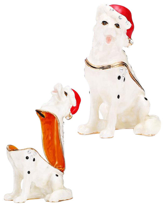 Hand-Painted Holiday Christmas Dog Trinket Box