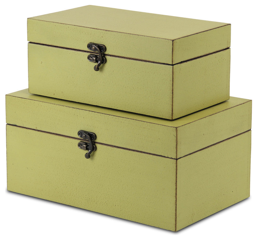 Weathered Green Boxes, Set of 2
