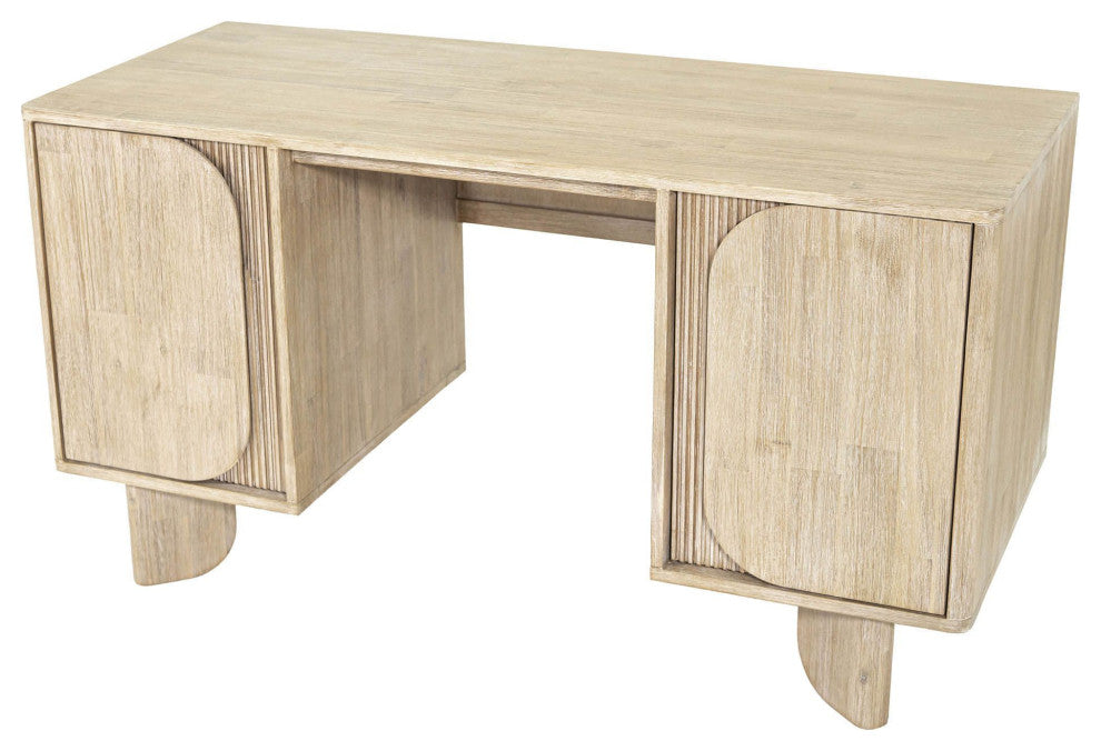 Haru 55" Wide Acacia Desk, Beige