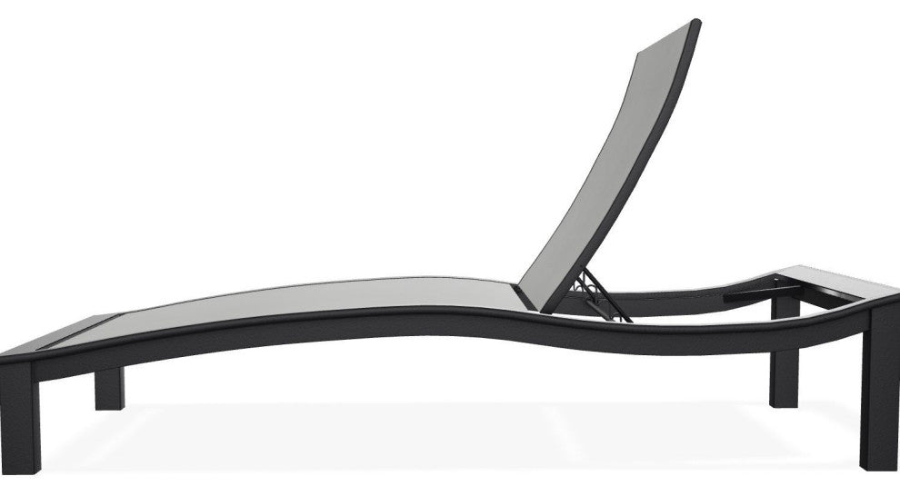 Bazza Sling 4-Position Contour Outdoor Chaise Lounge, Alloy/Black
