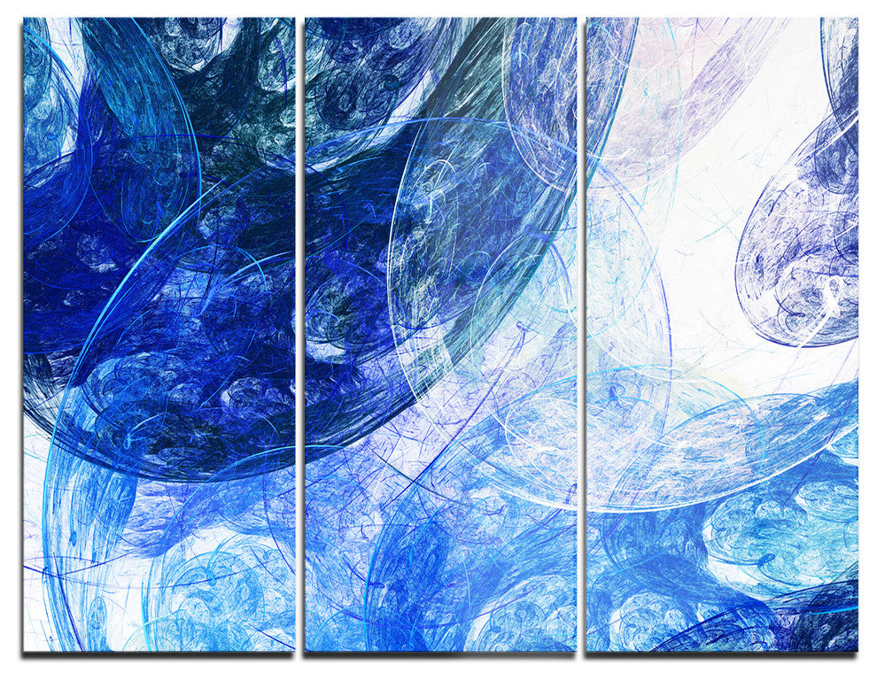 "Light Blue Swirling Clouds" Digital Metal Wall Art, 3 Panels, 36"x28"