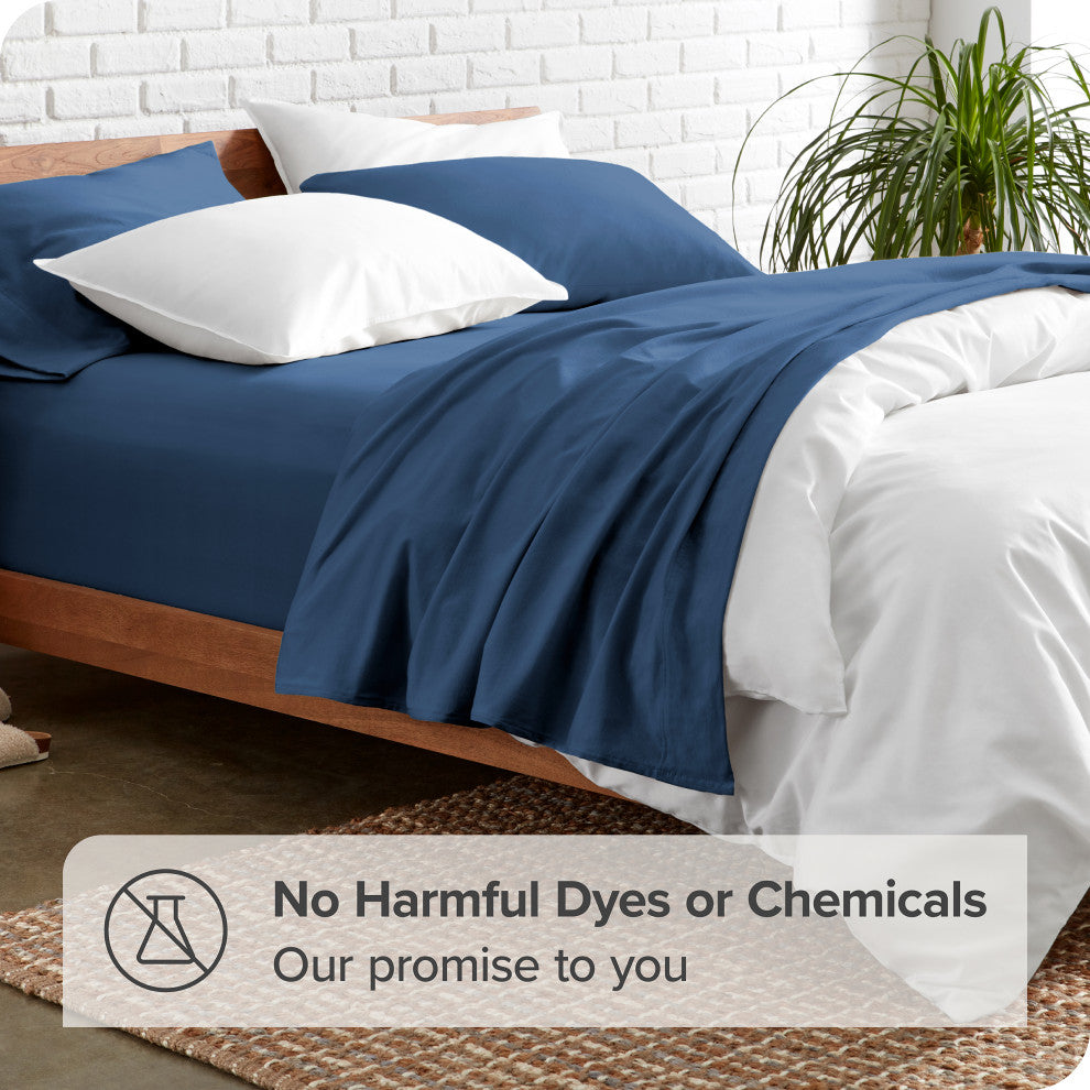 Bare Home 1800 Microfiber Sheet Set, Dark Blue, Twin