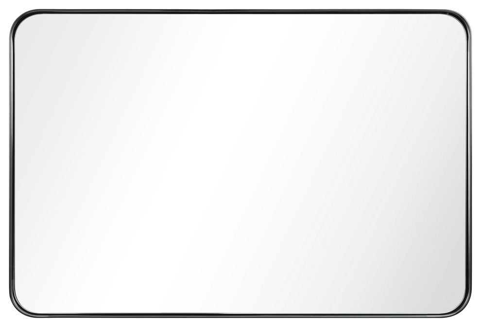 Ultra Stainless Steel Rectangular Wall Mirror, Black, 24"x36", Brushed