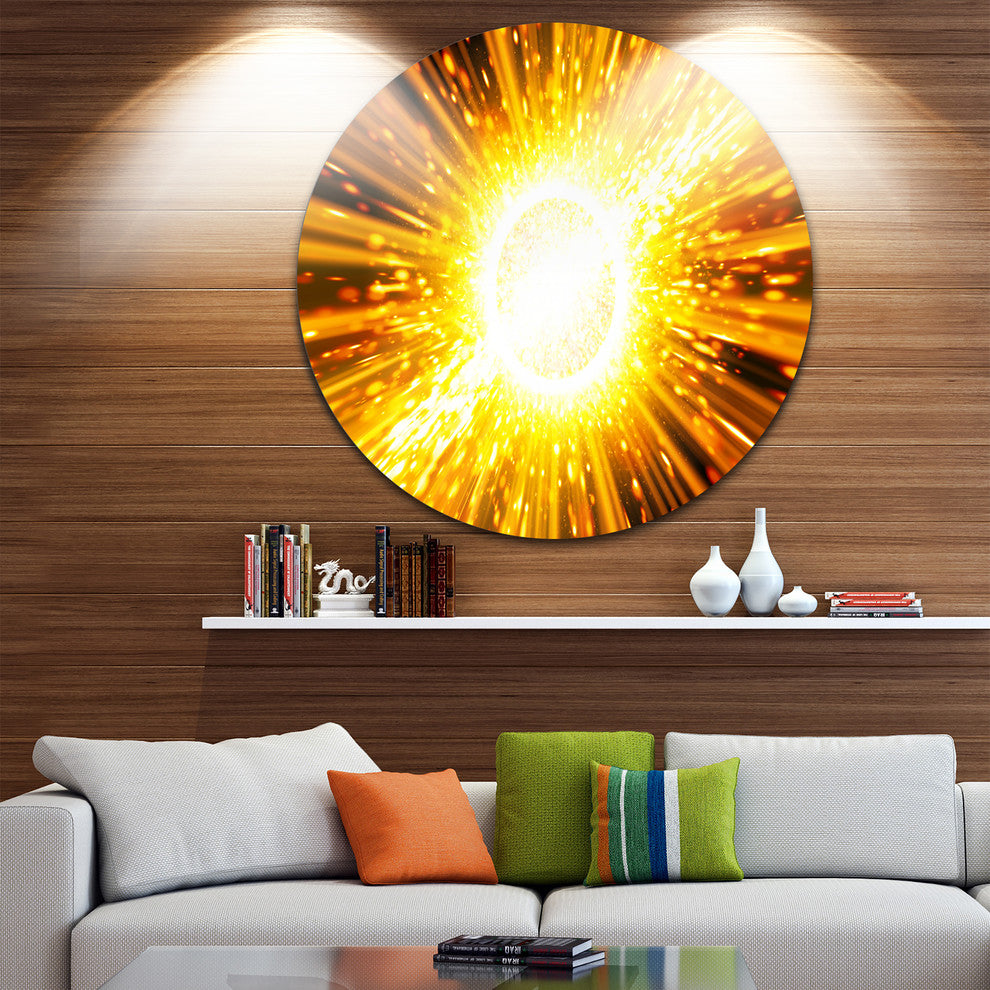 Bing Bang Explosion, Modern Spacescape Round Metal Wall Art, 38"