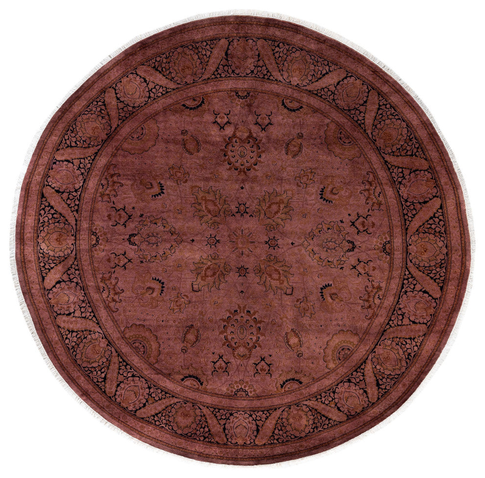 Overdyed One-of-a-Kind Hand-Knotted Area Rug Purple, 9' 1" x 9' 1"