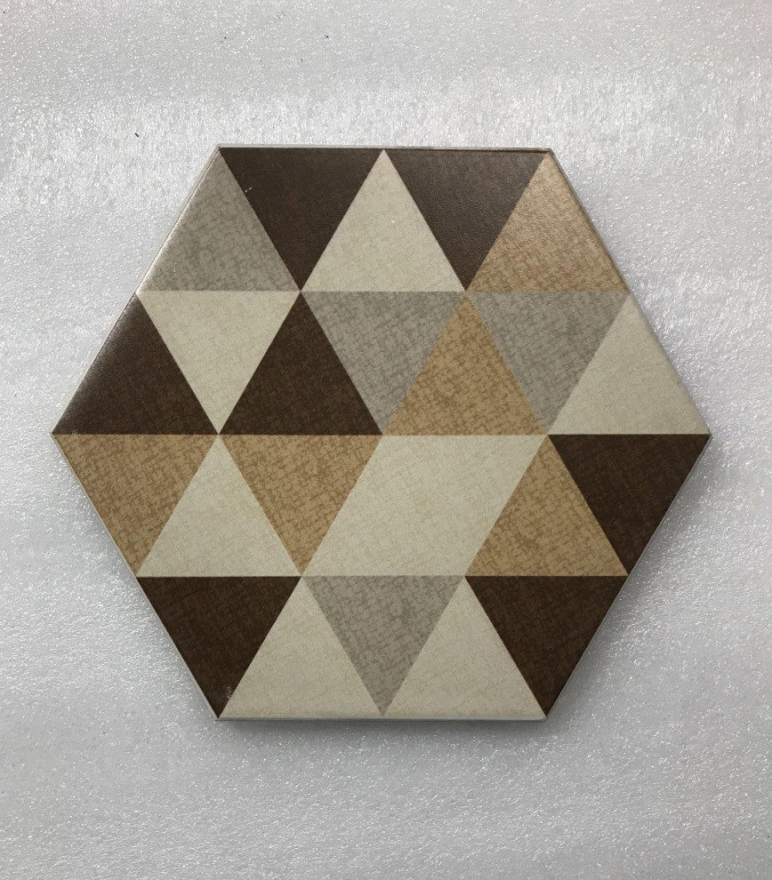 Fabrica 8"x8" Hexagon Ceramic Wall Floor Tile,Beige Delight, Set of 20