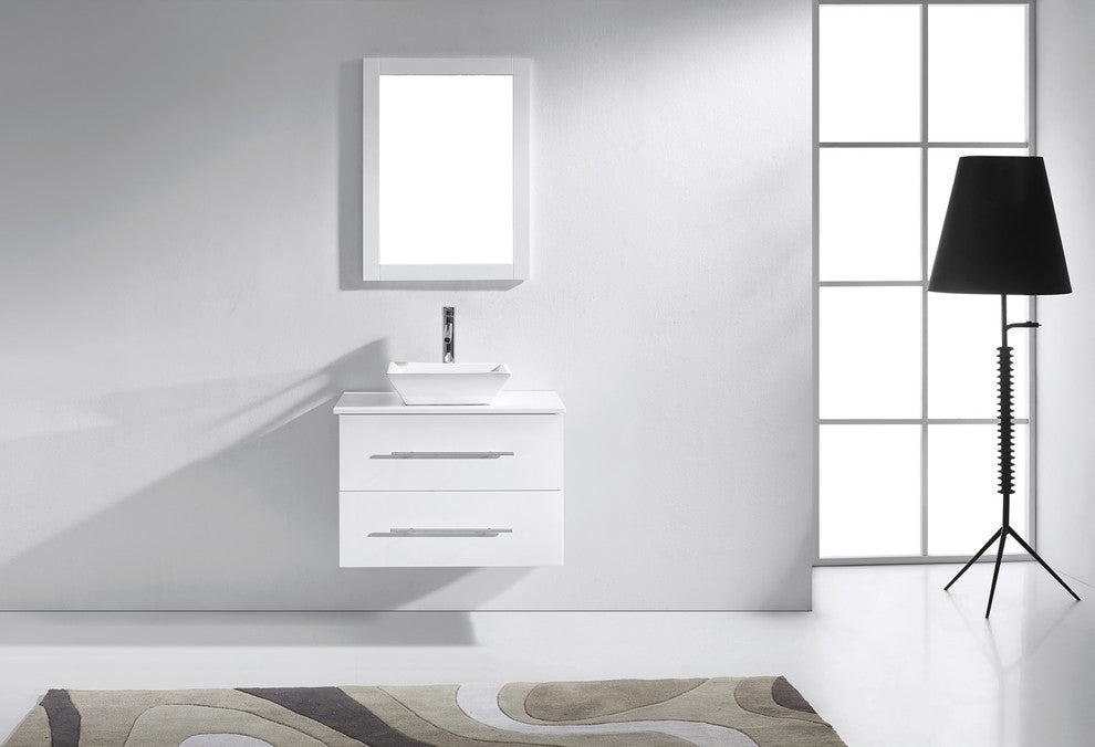 Marsala 29" Single Bathroom Vanity Set White, Engineered Stone Countertop