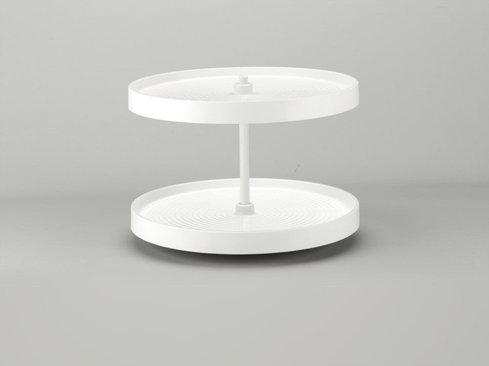 Polymer Full Circle 2-Shelf Lazy Susan for Corner Base Cabinet, White, 24"W