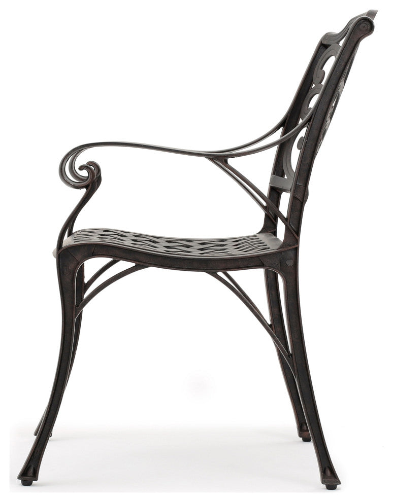 GDF Studio 7-Piece Fonzo Outdoor Bronze Cast Aluminum Rectangular Dining Set