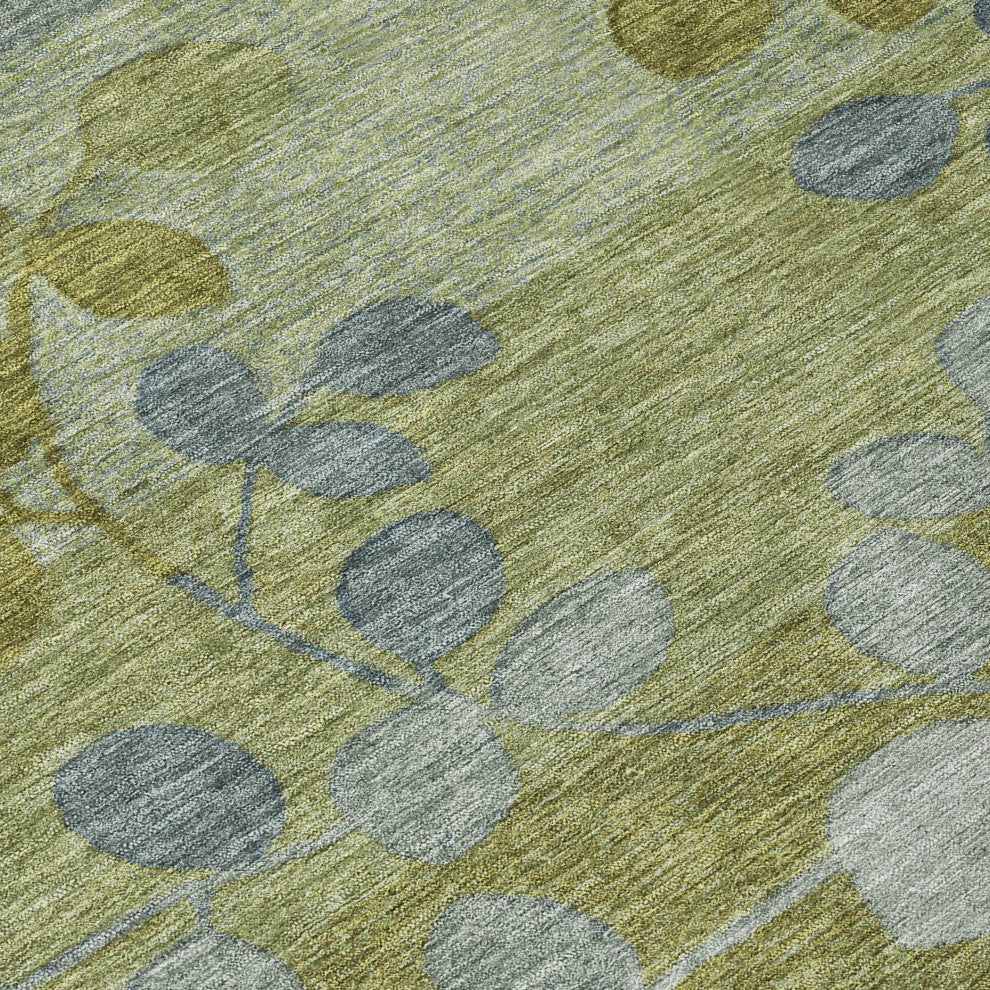 Machine Washable Indoor/Outdoor Chantille ACN1900 Olive 8' x 8' Round Rug
