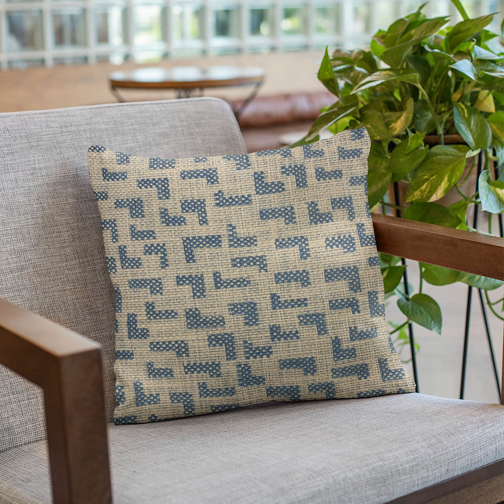 Plutus Blue Angles Abstract Luxury Throw Pillow, 24"x24"