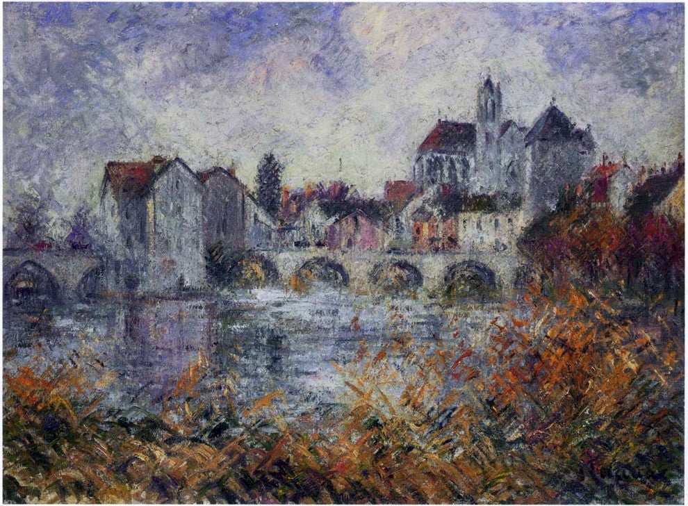 Gustave Loiseau Moret sur Loing en Automne - 21" x 28" Premium Canvas Print