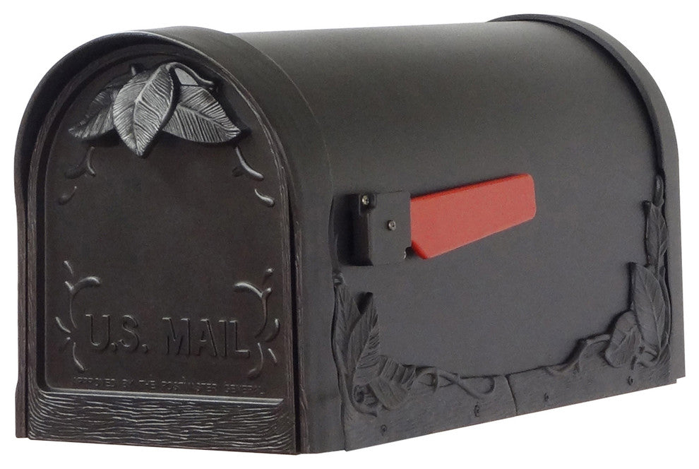 Floral Curbside Mailbox, Black