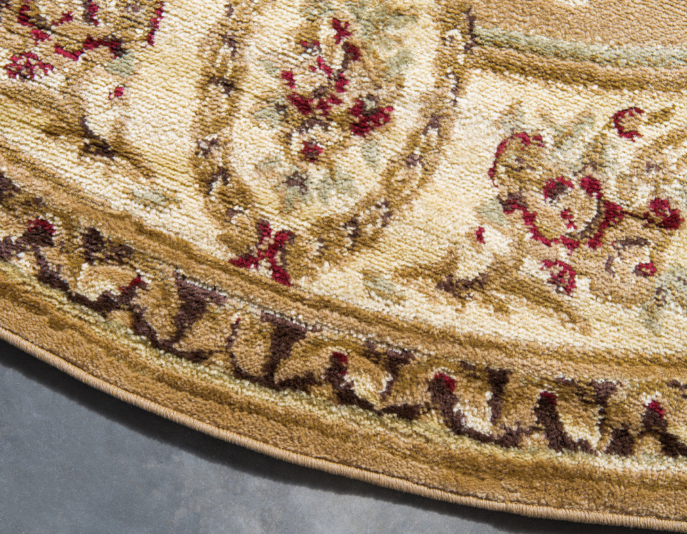 Unique Loom Tan Phillipe Versailles 6' 0 x 6' 0 Round Rug