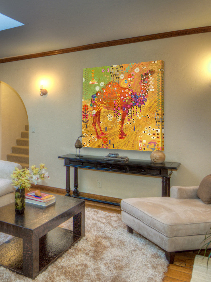"Camels of Thar" Painting Print on Canvas by Evelia