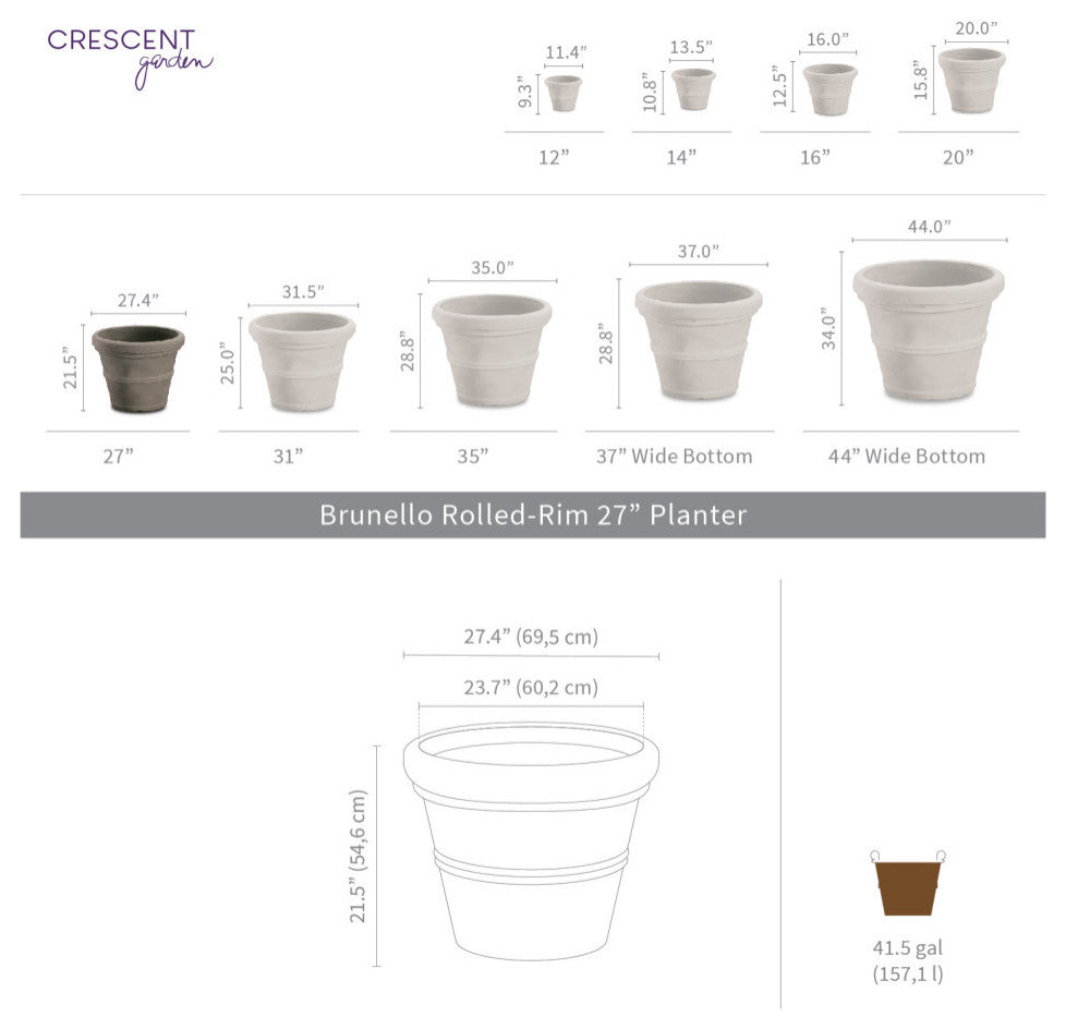 Brunello Planter, Black, 27"