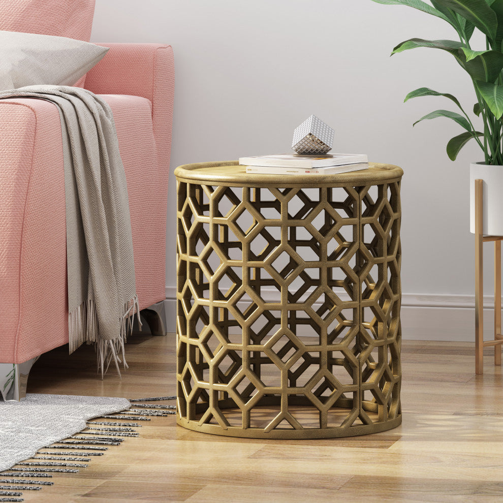 Robert Modern Glam Handcrafted Aluminum Accent Table