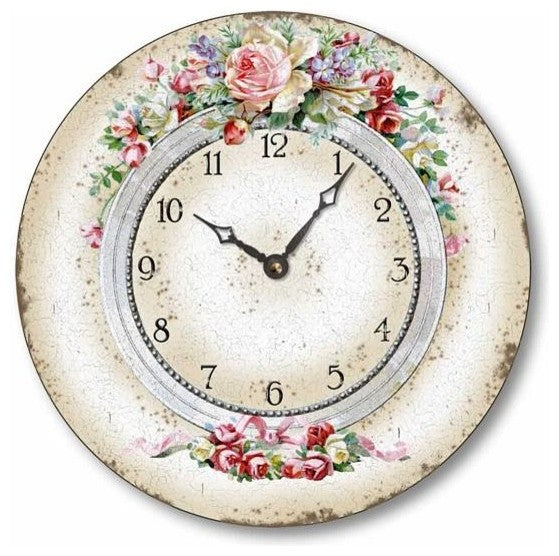 Classical Olde World Floral Wall Clock, 12 Inch Diameter