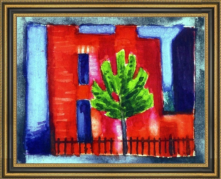 Oscar Bluemner House and Tree - 21" x 28" Framed Premium Canvas Print