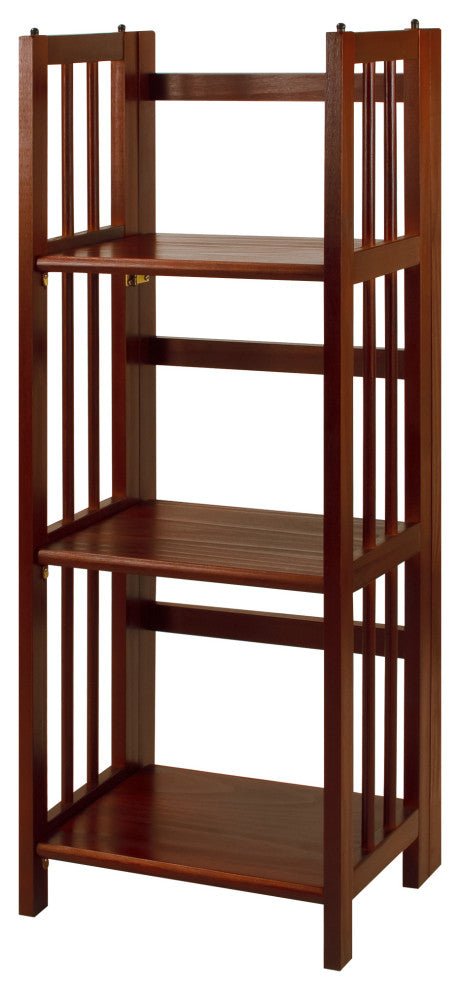 3-Shelf Folding Bookcase 14" Wide, Walnut