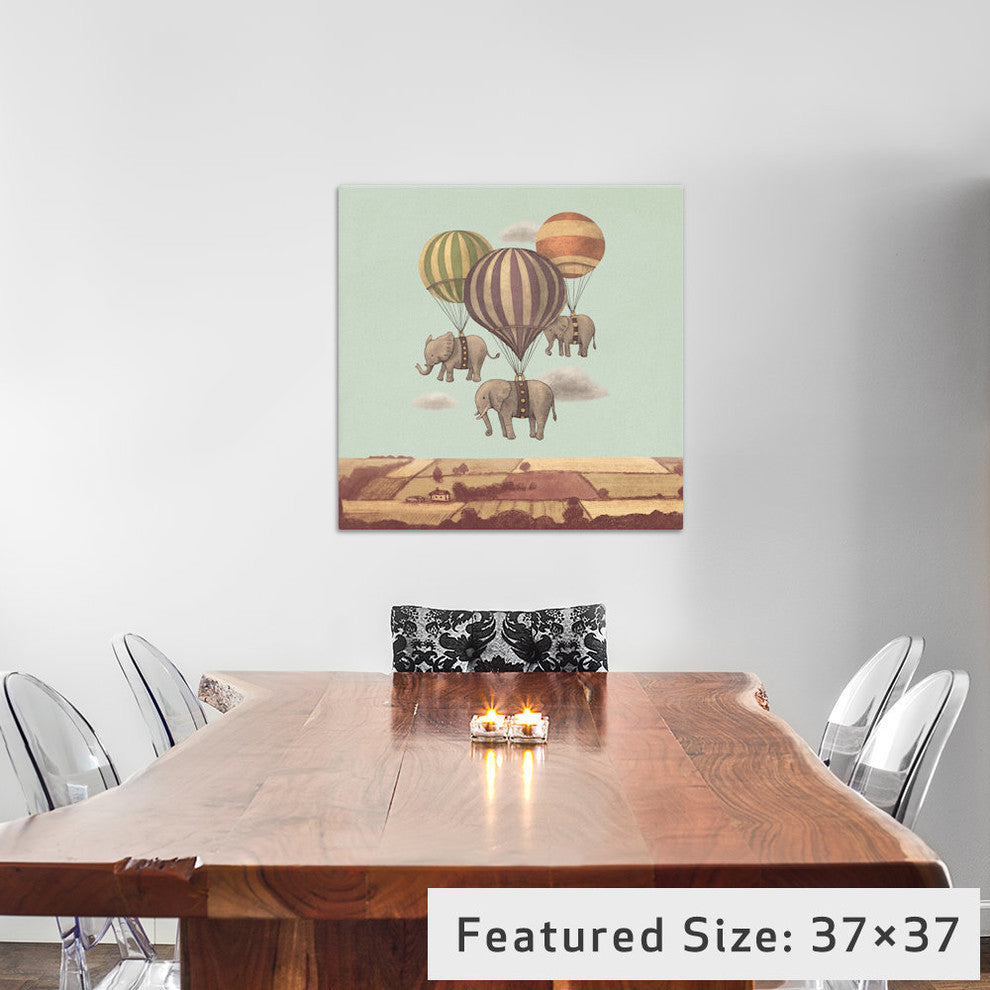 "Flight Of The Elephants Mint Square" by Terry Fan, 26x26x1.5