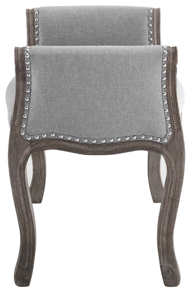 Light Gray Avail Vintage French Upholstered Fabric Bench