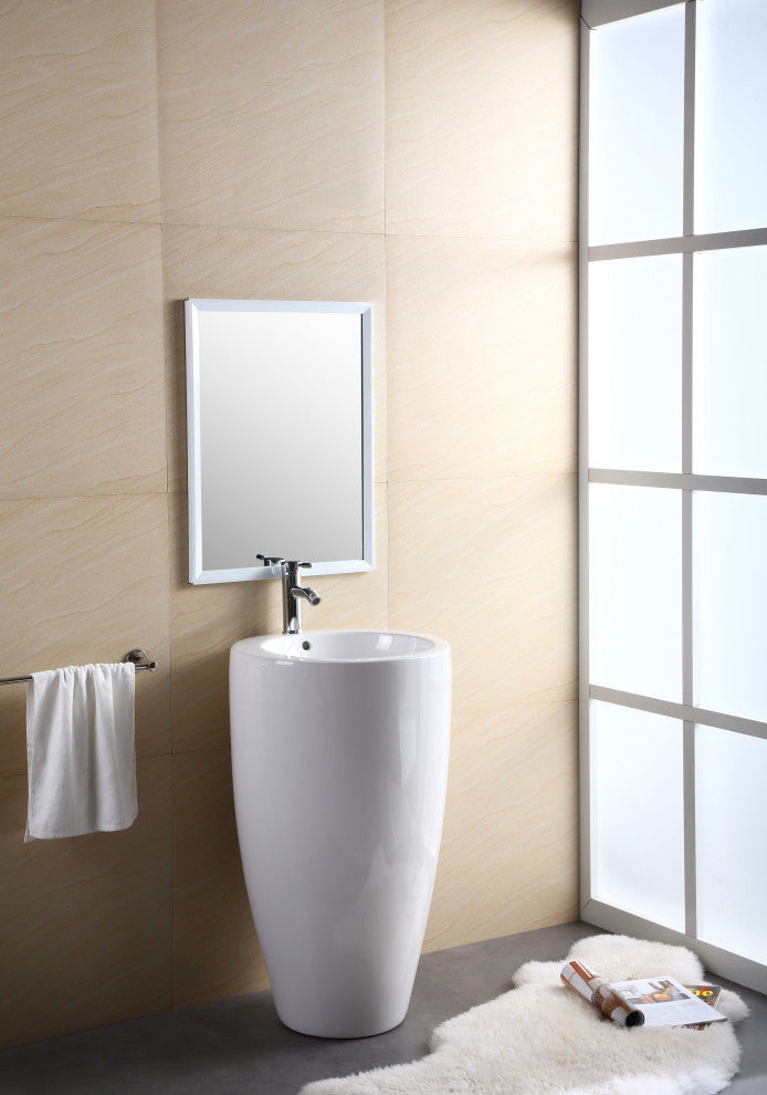 Fine Fixtures Island Pedestal, Elegant 1-Piece Pedestal Sink, Vitreous China