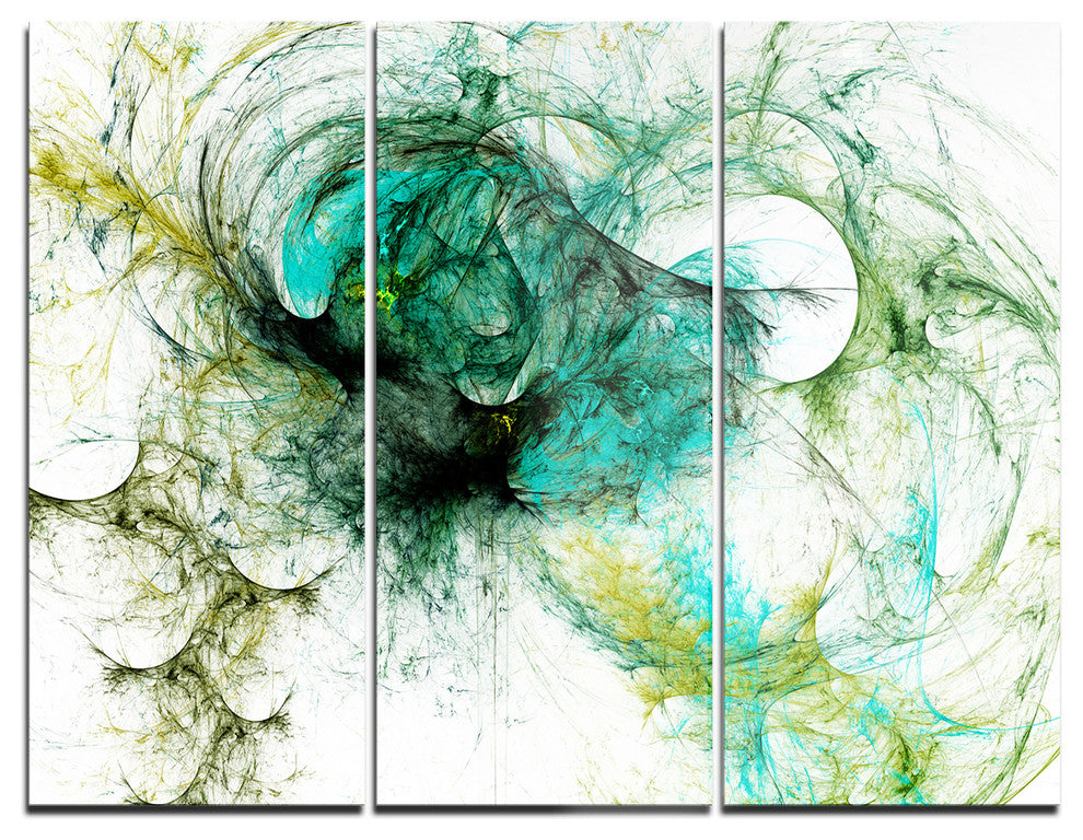 "Wings of Angels Green" Digital Metal Wall Art, 3 Panels, 36"x28"