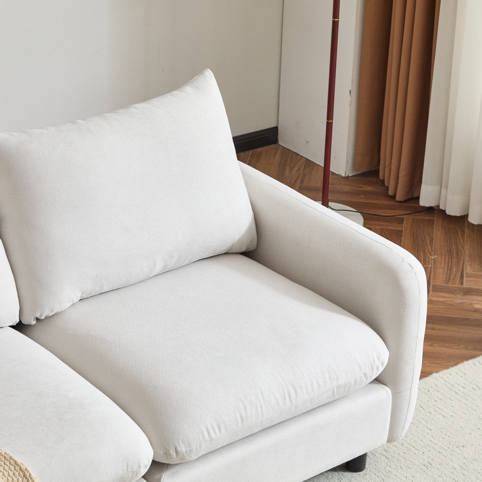 GDF Studio Upholstered Modular Sectional Sofa Set, White Sand, 3 Seater