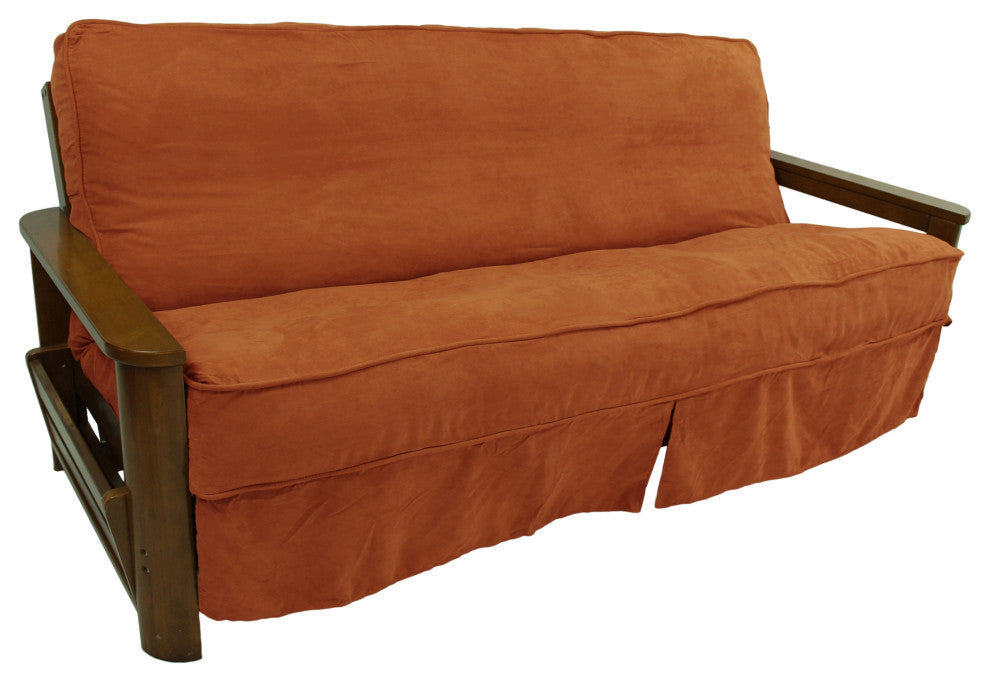 Solid Microsuede 8 to 9" Full Futon Slipcover, Spice