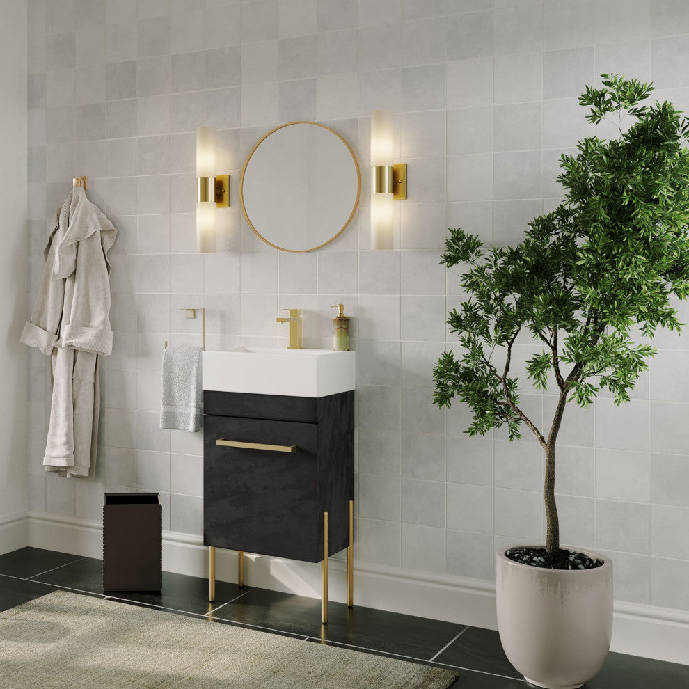 Ravena, Bathroom Vanity, Black, 18", Single Sink, Freestanding
