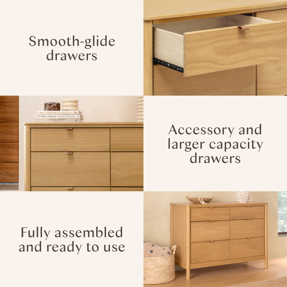 Bondi 6-Drawer Assembled Dresser, Honey