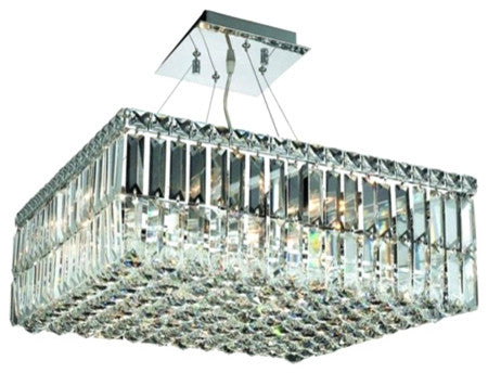 Elegant Maxim Dining Room Light, Chrome Finish With Royal Cut Crystal