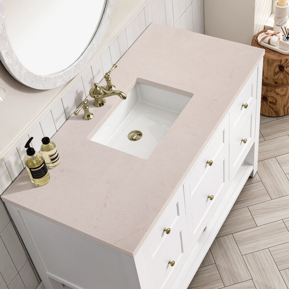 Breckenridge 48" Single Vanity, Bright White, 3CM Eternal Marfil Top