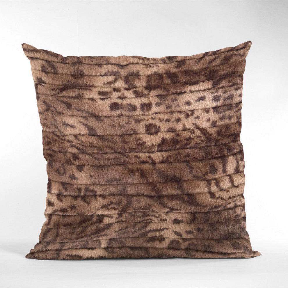 Plutus Brown Luxe Lash Faux Fur Luxury Throw Pillow, Brown, 20" x 36" King