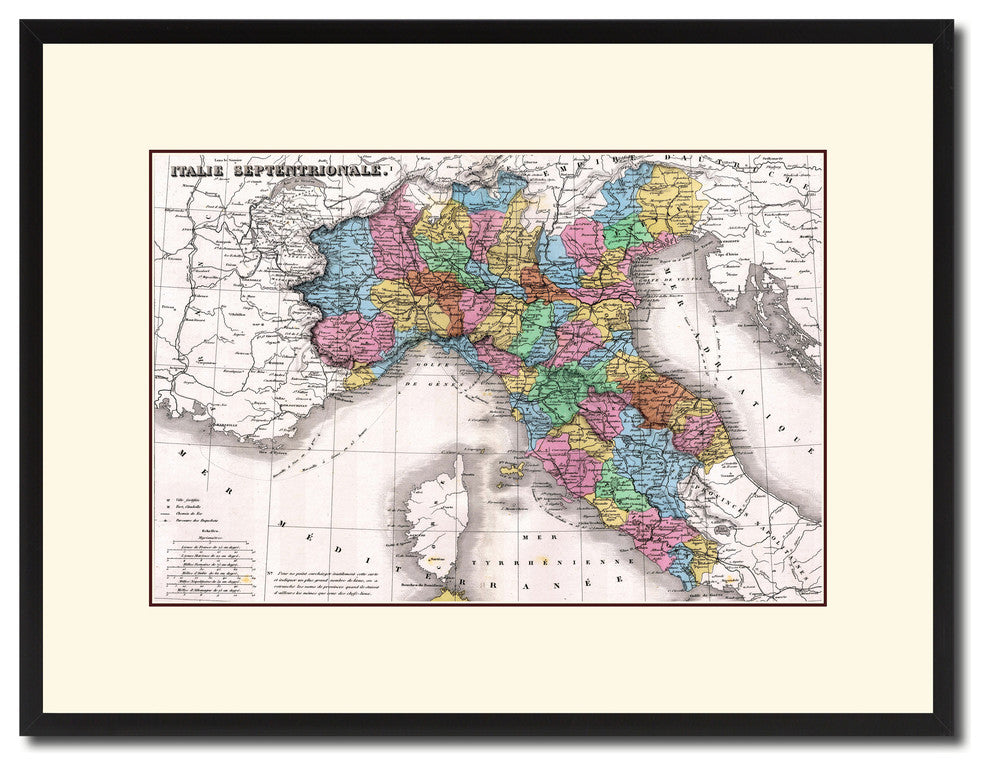 North Italy Vintage Antique Map Wall Art, 16"x21"