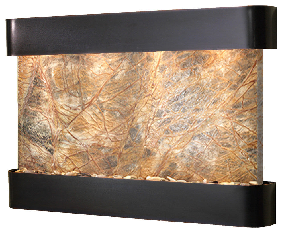 Sunrise Springs water fountain, Brown Marble, Blackened Copper, Round