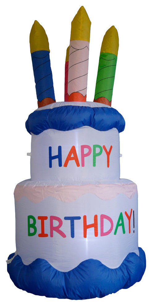 Inflatable Happy Birthday Cake With Candles, 6'