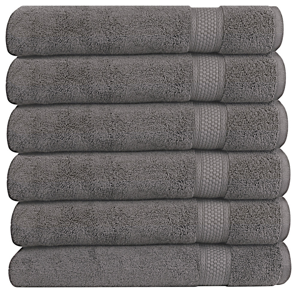 A1HC Hand Towel 6-Piece Set, 100% Ring Spun Cotton, Charcoal