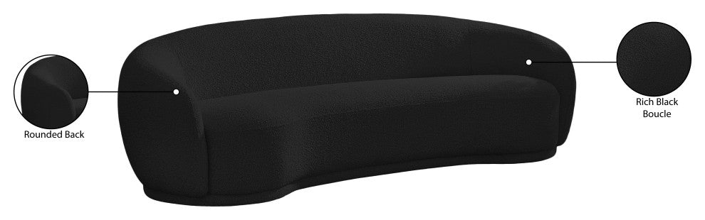 Hyde Boucle Fabric Upholstered, Black, Sofa