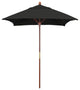 6' Square Push Lift Wood Umbrella, Sunbrella, Black