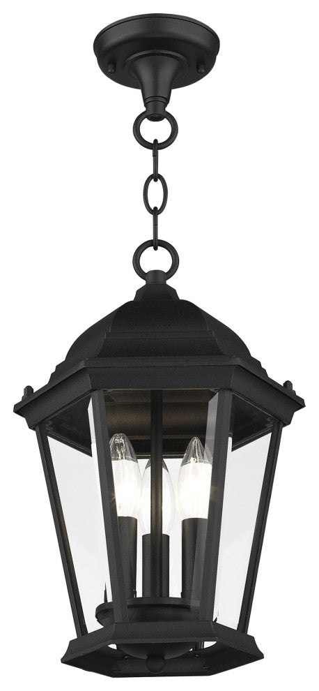 Textured Black Traditional, Historical, Outdoor Pendant Lantern