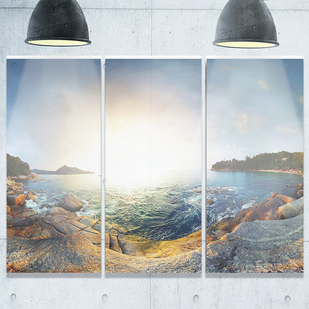 "Rocky Coast in Andaman Sea" Metal Wall Art, 3 Panels, 36"x28"