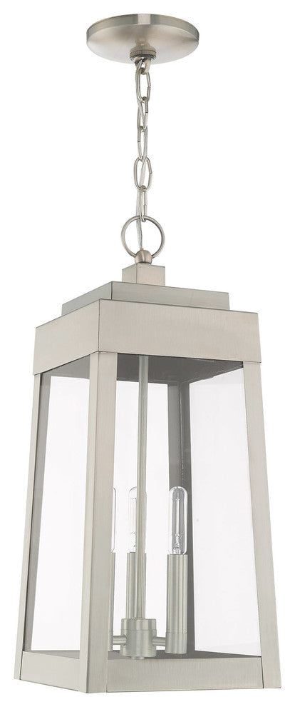 Transitional Outdoor Pendant Lantern, Brushed Nickel