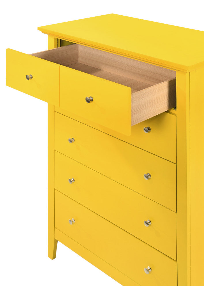 Hammond 5-drawer Wooden Chest Dresser, Yellow
