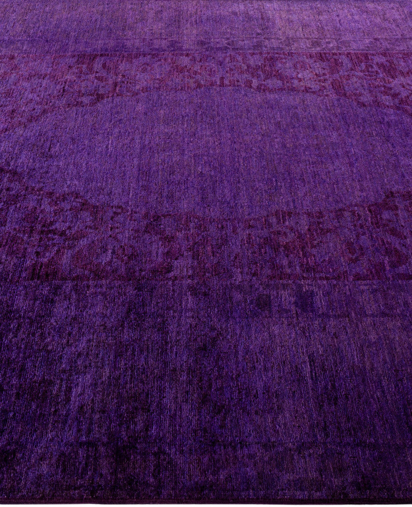 Overdyed One-of-a-Kind Hand-Knotted Area Rug Purple, 6' 1" x 9' 1"