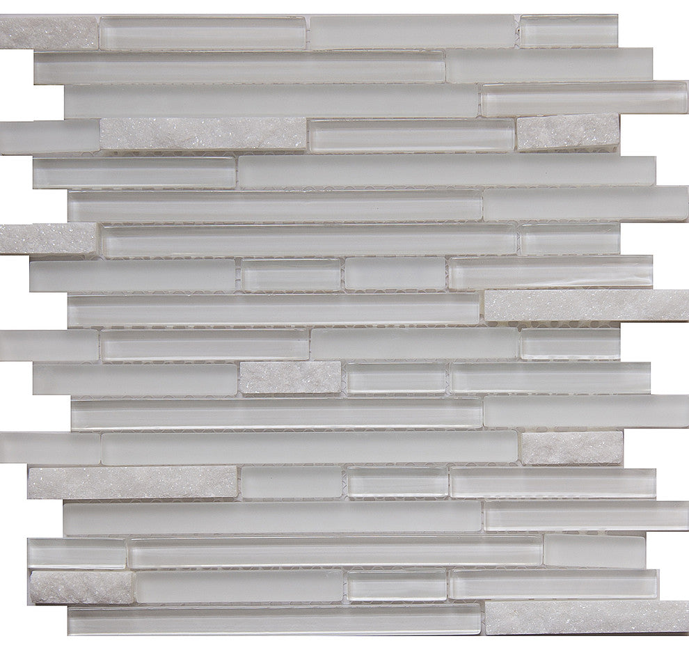 Glass and Stone Mosaic Tile, Horizon Collection, Freeze, Strips, Sample