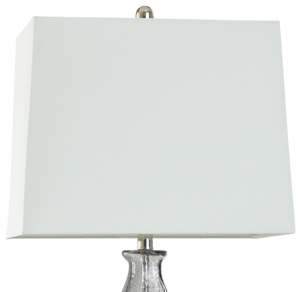 Dimpled Table Lamp Colored Glass, Aged Brass Accents White Shade, Grey