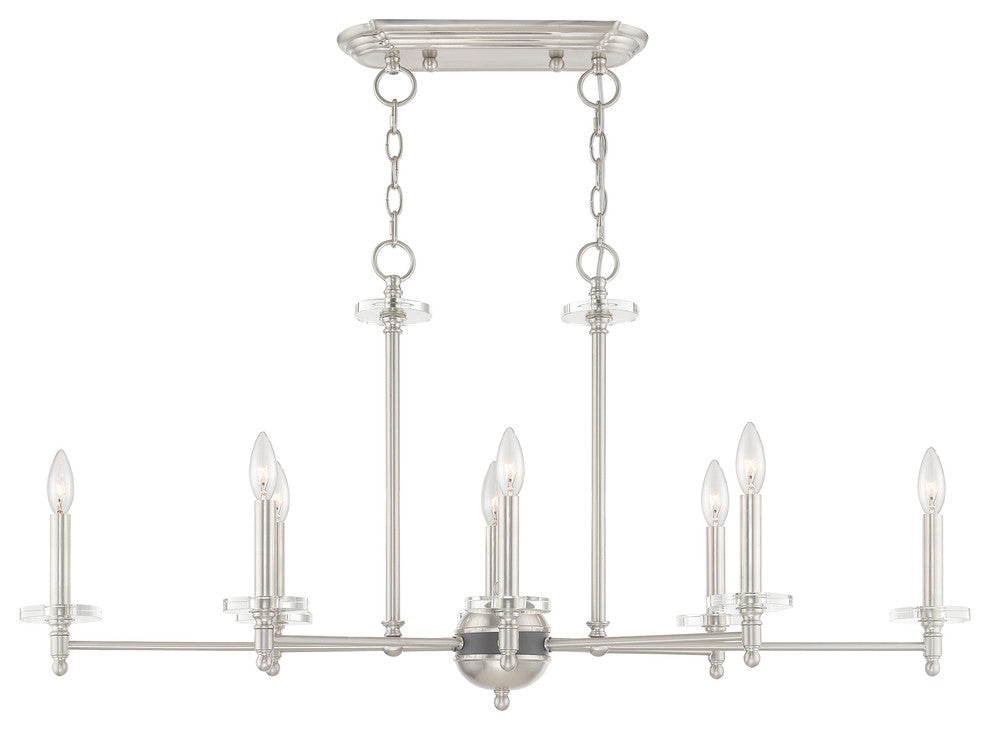 Livex Lighting Brushed Nickel 8-Light Linear Chandelier